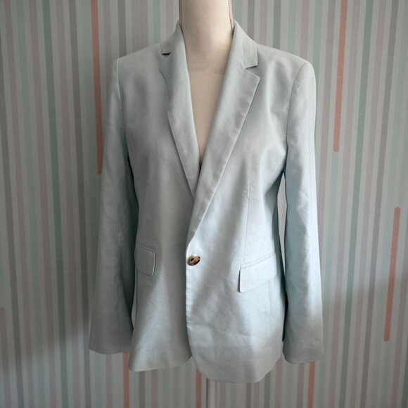 ANN TAYLOR Light Blue Button Jacket Blazer Size 4 - Picture 1 of 7